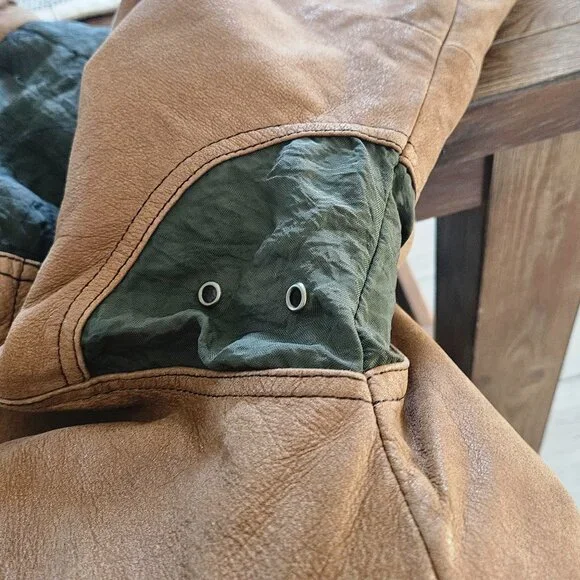 Leather & Suede Patchwork bomber jacket, vintage women's style - Picture 7 of 9